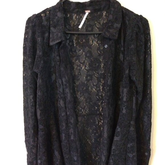 Free People Black Lace Heather Tunic Size S - Picture 4 of 8